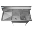 48 in. Two Compartment Stainless Steel Commercial Sink with 2 Drainboards, Bowl Size 15"x 15"x 12 view 3