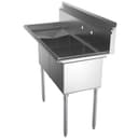 48 in. Two Compartment Stainless Steel Commercial Sink with 2 Drainboards, Bowl Size 15"x 15"x 12 view 4