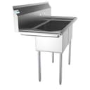 48 in. Two Compartment Stainless Steel Commercial Sink with 2 Drainboards, Bowl Size 15"x 15"x 12 view 5