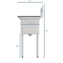 48 in. Two Compartment Stainless Steel Commercial Sink with 2 Drainboards, Bowl Size 15"x 15"x 12 view 9
