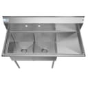 48 in. Two Compartment Stainless Steel Commercial Sink with Drainboard, Bowl Size 15"x 15"x 12 view 2
