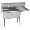 48 in. Two Compartment Stainless Steel Commercial Sink with Drainboard, Bowl Size 15"x 15"x 12 view 3
