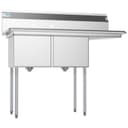 48 in. Two Compartment Stainless Steel Commercial Sink with Drainboard, Bowl Size 15"x 15"x 12 view 5