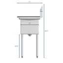 48 in. Two Compartment Stainless Steel Commercial Sink with Drainboard, Bowl Size 15"x 15"x 12 view 10