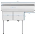 48 in. Two Compartment Stainless Steel Commercial Sink with Drainboard, Bowl Size 15"x 15"x 12 view 11