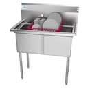 36 in. Two Compartment Stainless Steel Commercial Sink, Bowl Size 15"x 15"x 12 view 1