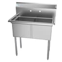36 in. Two Compartment Stainless Steel Commercial Sink, Bowl Size 15"x 15"x 12 view 2