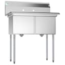 36 in. Two Compartment Stainless Steel Commercial Sink, Bowl Size 15"x 15"x 12 view 5