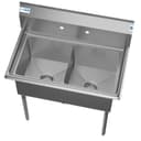 36 in. Two Compartment Stainless Steel Commercial Sink, Bowl Size 15"x 15"x 12 view 6