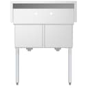 36 in. Two Compartment Stainless Steel Commercial Sink, Bowl Size 15"x 15"x 12 view 7