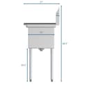 36 in. Two Compartment Stainless Steel Commercial Sink, Bowl Size 15"x 15"x 12 view 10