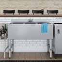 38 in. Three-Compartment Commercial Bar Sink with 3 in. Backsplash and Low Lead Faucet, NSF Certified in Stainless Steel view 4