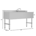 60 in. Three-Compartment Commercial Bar-Sink with 3 in. Backsplash, Dual Drainboards with Low Lead Faucet, NSF Certified in Stainless-Steel view 3
