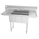 54 in. Three Compartment Stainless Steel Commercial Sink with Faucet and Drainboards, Bowl Size 10"x 10"x 14 view 4