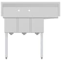 45 in. Three Compartment Stainless Steel Commercial Sink with Drainboard, Bowl Size 10"x 14"x 10 view 3