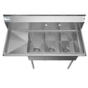 45 in. Three Compartment Stainless Steel Commercial Sink with Drainboard, Bowl Size 10"x 14"x 10 view 6