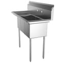 45 in. Three Compartment Stainless Steel Commercial Sink with Drainboard, Bowl Size 10"x 14"x 10 view 7