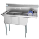 45 in. Three Compartment Stainless Steel Commercial Sink with Drainboard, Bowl Size 10"x 14"x 10 view 1