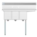 45 in. Three Compartment Stainless Steel Commercial Sink with Drainboard, Bowl Size 10"x 14"x 10 view 9