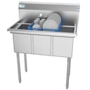 36 in. Three Compartment Stainless Steel Commercial Sink, Bowl Size 10" x 14" x 10 view 1
