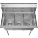 36 in. Three Compartment Stainless Steel Commercial Sink, Bowl Size 10" x 14" x 10 view 4