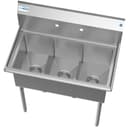 36 in. Three Compartment Stainless Steel Commercial Sink, Bowl Size 10" x 14" x 10 view 5