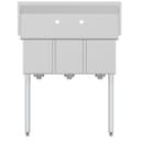 36 in. Three Compartment Stainless Steel Commercial Sink, Bowl Size 10" x 14" x 10 view 7