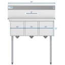 36 in. Three Compartment Stainless Steel Commercial Sink, Bowl Size 10" x 14" x 10 view 9