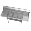60 in. Three Compartment Stainless Steel Commercial Sink With Drainboards, Bowl Size 12"x 16"x 10 view 2