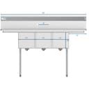 60 in. Three Compartment Stainless Steel Commercial Sink With Drainboards, Bowl Size 12"x 16"x 10 view 8