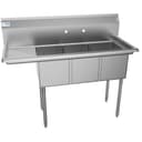 51 in. Three Compartment Stainless Steel Commercial Sink with Drainboard, Bowl Size 12"x 16"x 10 view 7
