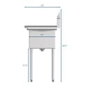 51 in. Three Compartment Stainless Steel Commercial Sink with Drainboard, Bowl Size 12"x 16"x 10 view 11