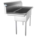55 in. Three Compartment Stainless Steel Commercial Sink with Drainboard, Bowl Size 12"x 16"x 10 view 2