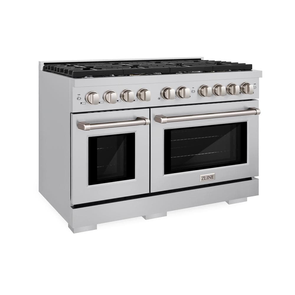48 in. 6.7 cu. ft. Paramount Double Oven Dual Fuel Range with 8 Burner Gas Cooktop