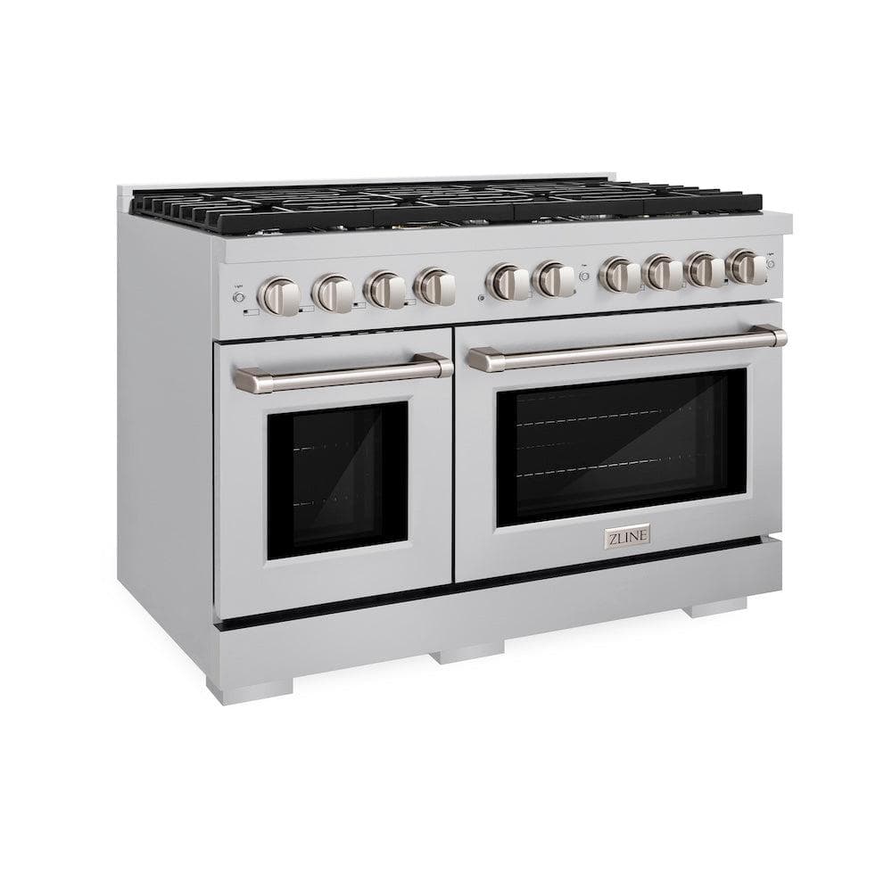 48in. 6.7 cu. ft. 8 Burner Double Oven Gas Range in Stainless Steel