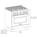 36in. 5.2 cu. ft. 6 Burner Gas Range with Convection Gas Oven in Black Stainless Steel view 9