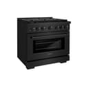 36in. 5.2 cu. ft. Gas Range with Convection Gas Oven in Black Stainless Steel with 6 Brass Burners view 2
