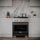 30in. 4.2 cu. ft. 4 Burner Gas Range with Convection Gas Oven in Stainless Steel with Black Matte Door view 3