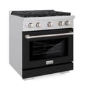 30in. 4.2 cu. ft. 4 Burner Gas Range with Convection Gas Oven in Stainless Steel with Black Matte Door view 4