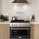 36in. 5.2 cu. ft. 6 Burner Gas Range with Convection Gas Oven in Stainless Steel with Black Matte Door view 2