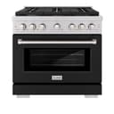 36in. 5.2 cu. ft. 6 Burner Gas Range with Convection Gas Oven in Stainless Steel with Black Matte Door view 3