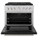 36in. 5.2 cu. ft. 6 Burner Gas Range with Convection Gas Oven in Stainless Steel with Black Matte Door view 4