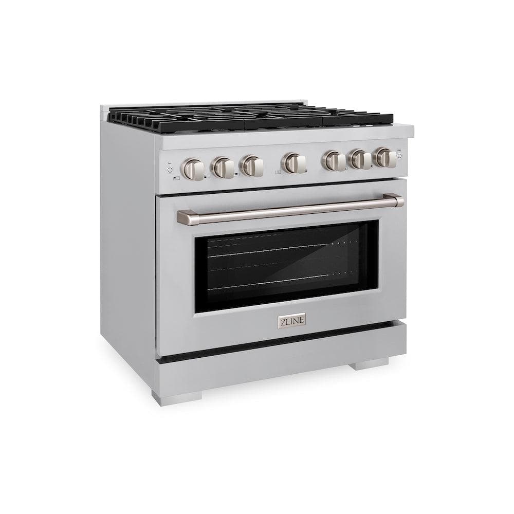 36in. 5.2 cu. ft. Gas Range with Convection Gas Oven in Stainless Steel with 6 Brass Burners