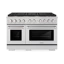 48in. 6.7 cu. ft. Double Oven Gas Range in Stainless Steel with 8 Brass Burners view 2