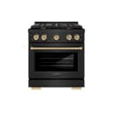 AutographEdition 30 in. 4.2 cu. ft. 4 Burner Gas Range with Convection Gas Oven in Black Stainless Steel and Champagne Bronze Accents view 4
