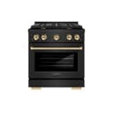 AutographEdition 30 in. 4.2 cu. ft. 4 Burner Gas Range with Convection Gas Oven in Black Stainless Steel and Polished Gold Accents view 2