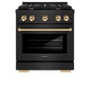 AutographEdition 30 in. 4.2 cu. ft. 4 Burner Gas Range with Convection Gas Oven in Black Stainless Steel and Polished Gold Accents view 4