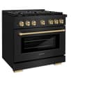 AutographEdition 36 in. 5.2 cu. ft. 6 Burner Gas Range with Convection Gas Oven in Black Stainless Steel and Champagne Bronze Accents view 3
