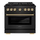 AutographEdition 36 in. 5.2 cu. ft. 6 Burner Gas Range with Convection Gas Oven in Black Stainless Steel and Champagne Bronze Accents view 4