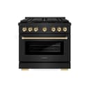 AutographEdition 36 in. 5.2 cu. ft. 6 Burner Gas Range with Convection Gas Oven in Black Stainless Steel and Polished Gold Accents view 2